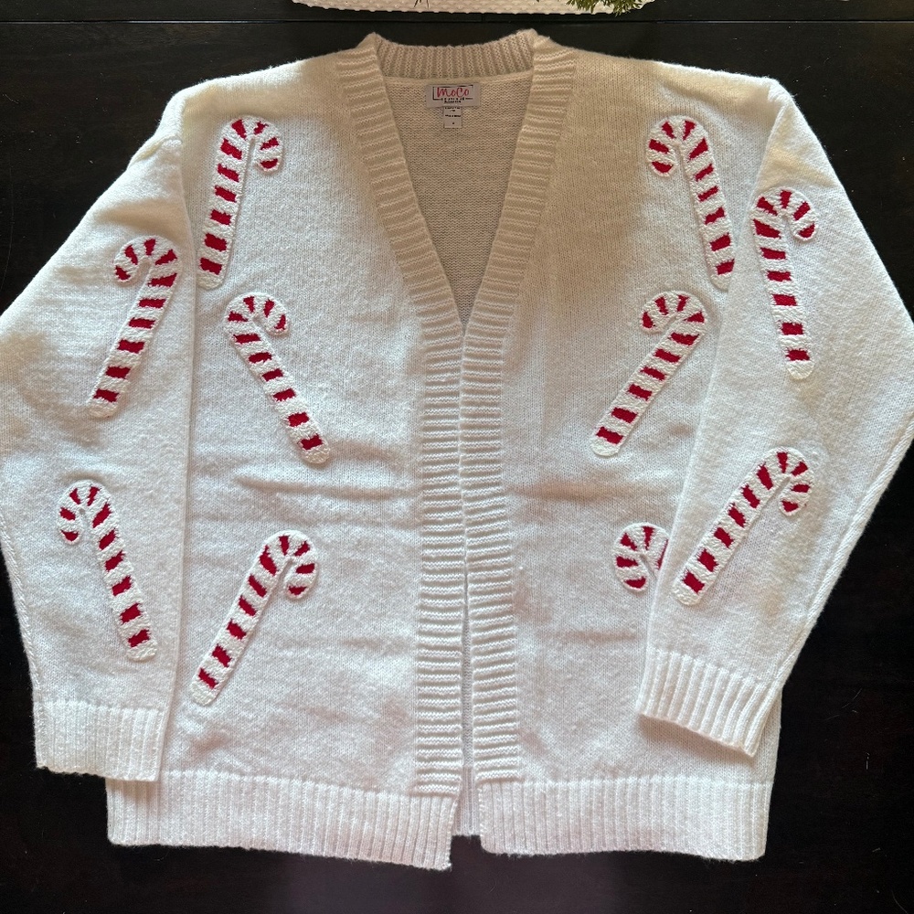 MoCo Boutique Candy Cane Cardigan Sweater
